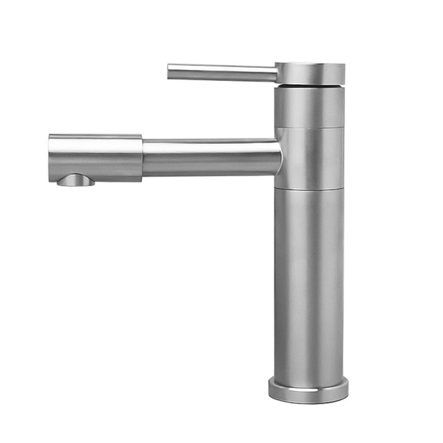 304 Stainless Steel Countertop Washbasin Faucet Hot and Cold Bathroom Basin Single Hole Single Handle Simple and Fashionable