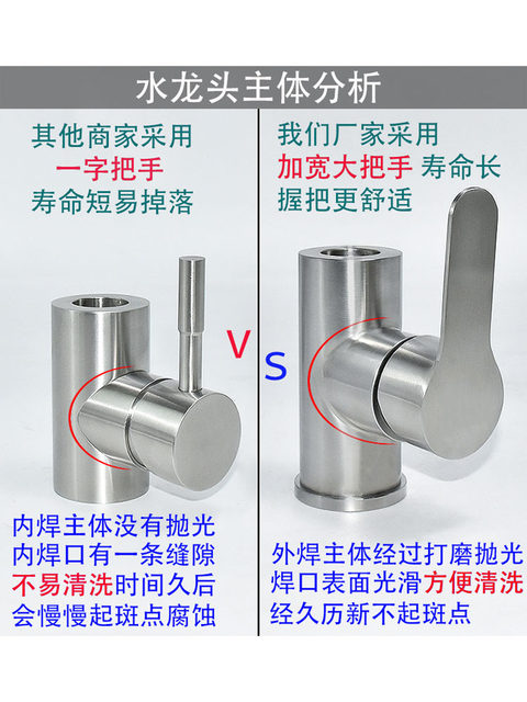 304 Stainless Steel Kitchen Faucet, Hot and Cold, Household Foldable Universal Rotating Double Basin Sink for Washing Dishes, Single Hole