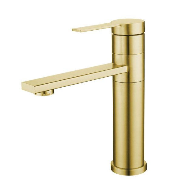 Sus304 Stainless Steel Hot and Cold Water Faucet for Home Bathroom Countertop Basin Washbasin Toilet Basin Gold Single Handle