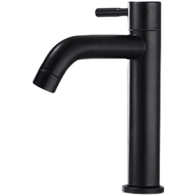 Stainless Steel Black Faucet, European Style Above and under Counter Basin Faucet, Bathroom Balcony Washbasin, Single Cold Paint Finish