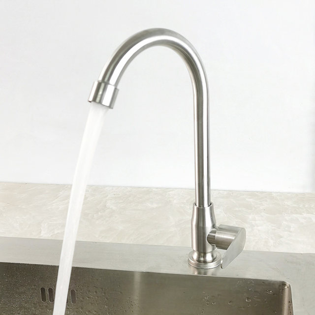 304 Stainless Steel Kitchen Faucet for Home Use, Sink Faucet for Washing Vegetables, Hot and Cold Water Sink, Single Cold Water Valve Faucet