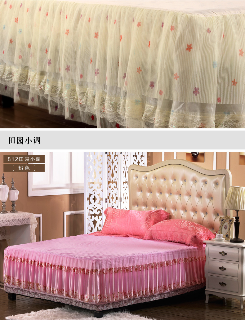 Jingning giường đêm váy công chúa ren một mảnh 1,8 m 1,5 m giường lanh bedspread Fitted Simmons nệm bảo vệ - Váy Petti drap giường có viền