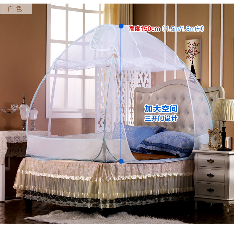 Miễn phí yurt lưới ba cửa lắp đặt ký túc xá 90 / 1.0 / 1.2 / 1.5 / 1.8m đôi gia giường - Lưới chống muỗi màn chụp ngủ người lớn