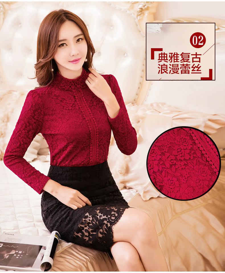 Mùa đông dày cỡ lớn cộng với nhung nhiệt đồ lót nữ bó sát cơ thể đơn mảnh dài tay ren cao cổ áo chạm đáy áo thu đông nam cao cấp