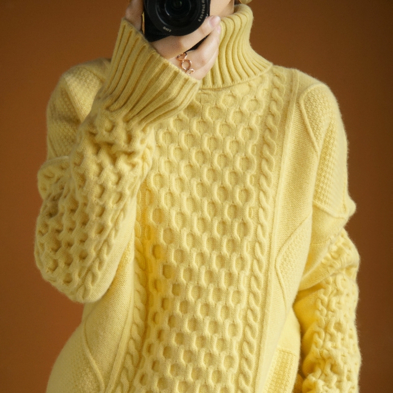 Three-Strand Thickened! Heavyweight 100% Pure Wool Sweater, Turtleneck Sweater, Loose and Lazy Cashmere Sweater, Korean Style Knitted Sweater Three-Strand Thickened! Heavyweight 100% Pure Wool Sweater, Turtleneck Sweater, Loose and Lazy Cashmere Sweater, Korean Style Knitted Sweater