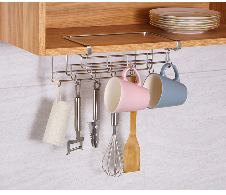 Đấm bếp miễn phí dưới tủ móc treo inox 304 móc hàng treo tường Vách ngăn treo tường treo giá treo bếp - Phòng bếp chảo chống dính cao cấp