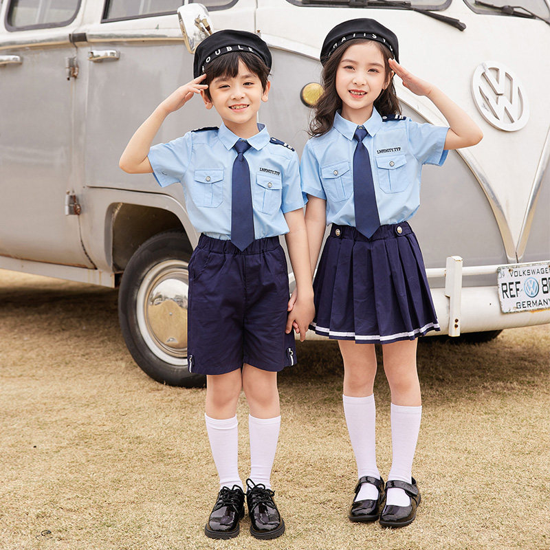Kindergarten suit 2021 Summer Clothing for Children's Clothing Navy Wind Sleeve Summer Dress College Wind Han Edition Uniform