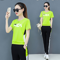 Summer leisure sports suit womens short sleeve trousers kindergarten teacher garden clothes summer clothes teacher work clothes two sets