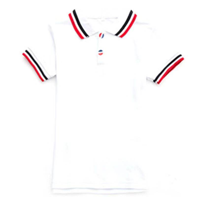 Summer Kindergarten Garden Clothing Summer Clothing Pure Cotton T-shirt Short Sleeve Flap Collar Child Blouse White Red Elementary School Uniform