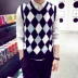 Áo len cotton nam cổ chữ V mùa thu và mùa đông vest vest áo len đan vest vest cỡ lớn - Áo vest cotton Áo vest cotton