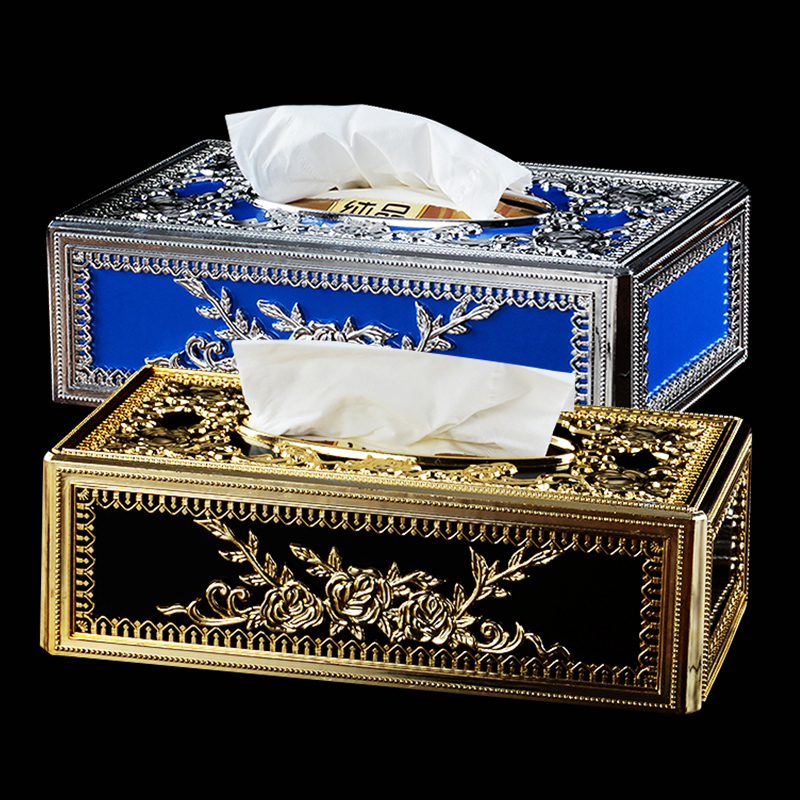 Tissue box European living room creative paper box Luxury household KTV hotel napkin box Simple storage box