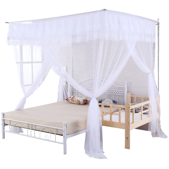 Customize mosquito nets to increase bed, bed, two beds, mosquito nets, mosquito nets, mosquito nets, mother and child double bed, make thickened telescopic landing rods