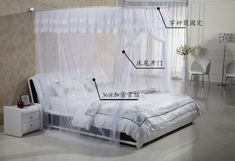 Treo tường ứng dụng lưới không gỉ mã hóa voan đầu 1,5 1.8m dày khung nén được cài đặt một cách an toàn - Lưới chống muỗi màn ngủ tự bung