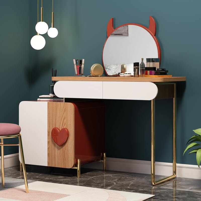 Light luxury Nordic dressing table modern minimalist bedroom small net red ins wind with lamp dressing table storage cabinet one