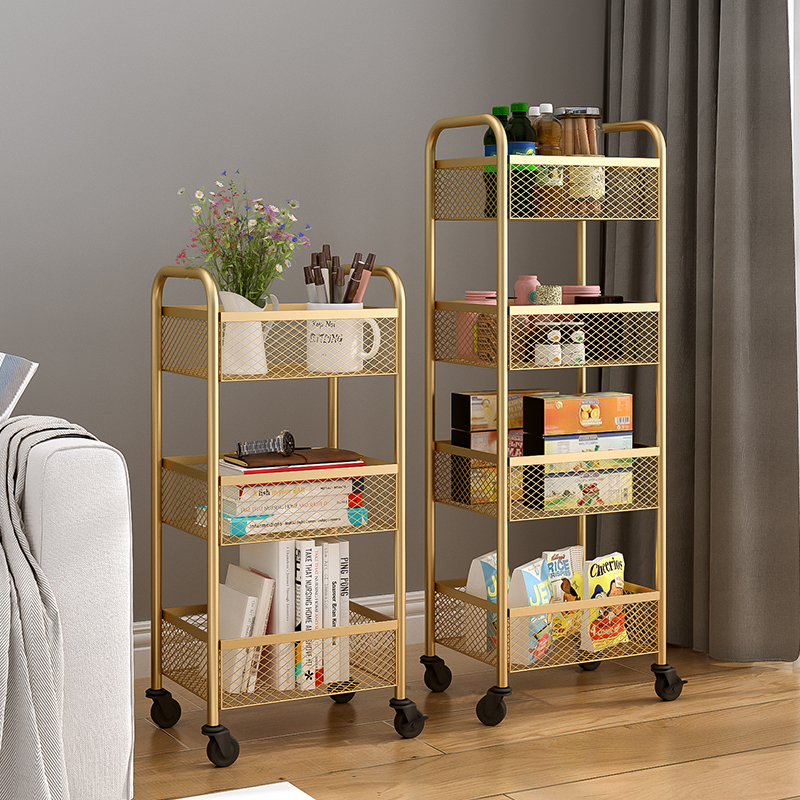 Nordic Kitchen Shelve floor Multi-floor Home Living room net Red small cart Put snacks to contain the shelf Iron art