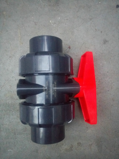 UPVC double by order ball valve plastic valve resistant to acid pH valve PVC double live ball valve chemical grade ball valve