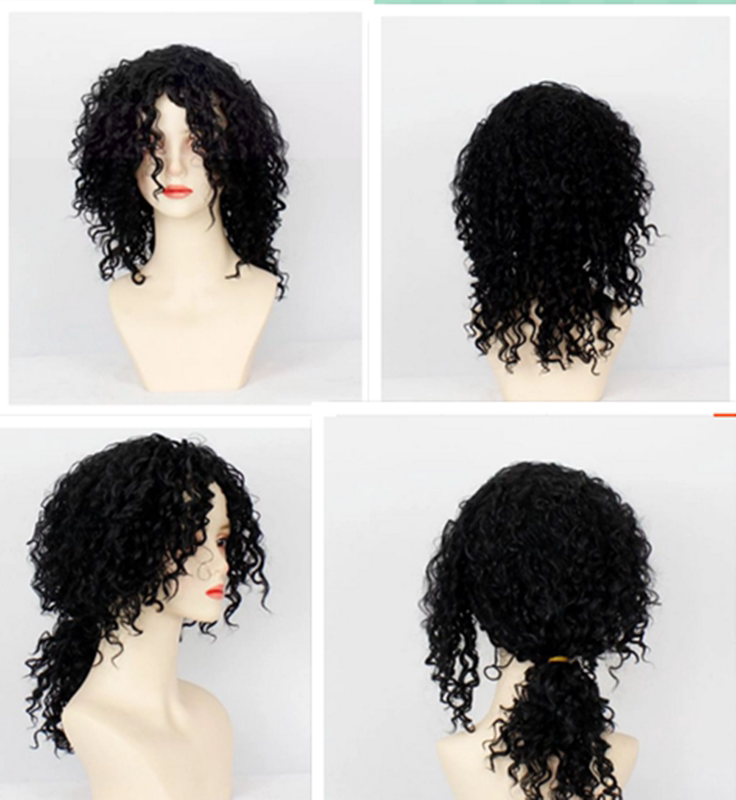 Cosplay Wig African Small Curls Michael Jackson Role-Playing Stage Performance Wig + Hair Net