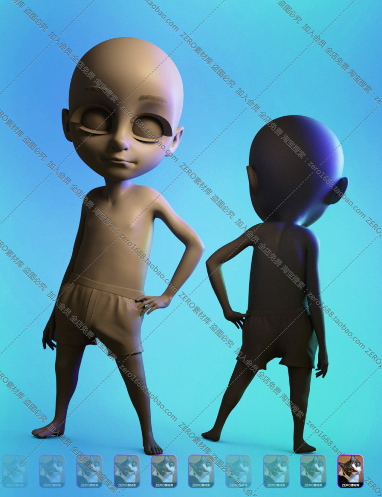图片[4]-J3722-可爱卡通男孩角色含服装书包DAZ 3D素材DAZ Studio模型合集-cg男孩