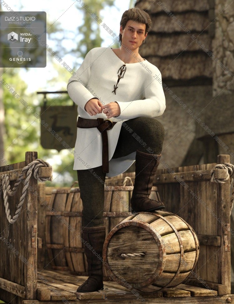 图片[5]-J3501-中世纪男性村民服饰3D模型素材 DAZ Studio可导MAYA MAX-cg男孩