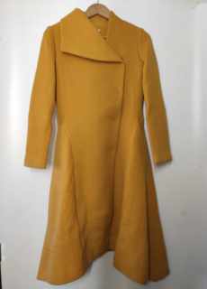 S Miao Women's Autumn and Winter Long Style Classic Yellow Wool Coat 080