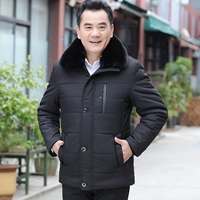 Mùa đông trung niên cotton và áo khoác nhung dày ấm áp 40 tuổi 50 mới trung niên cotton phù hợp với bố áo khoác jean