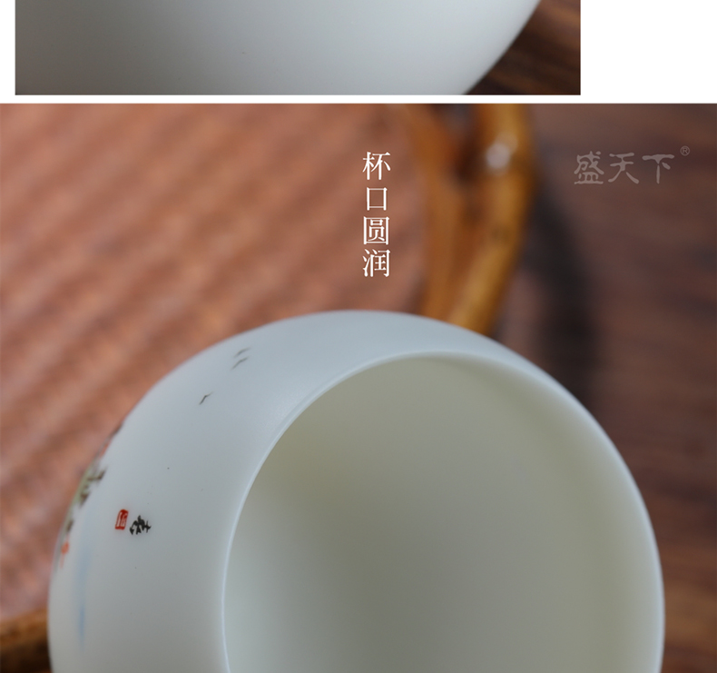 Suet jade ceramic biscuit firing master cup white porcelain individual sample tea cup special single CPU spring, summer, autumn and winter kung fu tea cups