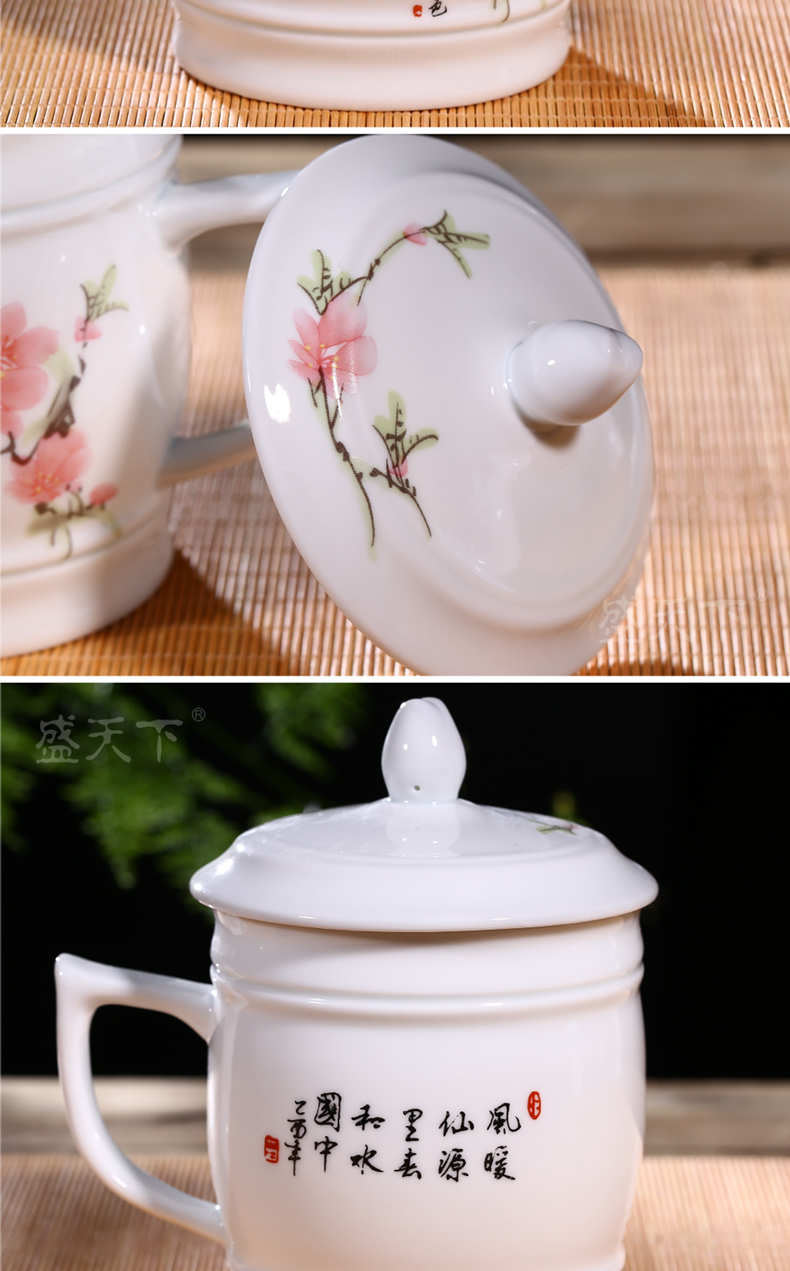 Jingdezhen ceramic cups with cover large ceramic cup office meeting boss make tea cup of individual large cups