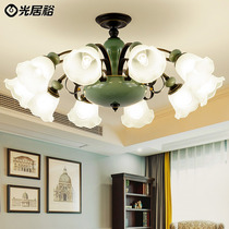  American chandelier New ceramic living room lamp Simple modern creative dining room chandelier Bedroom ceiling lamp Simple European lamps
