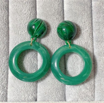 Retro green resin material light exaggerated retro 100 lap chic wind earrings can be changed ear clip