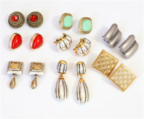 (LZW-370)Vintage antique solitary brand MONET PD marking ear clip earrings collection