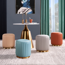 Leather Stool Round Stool Light Lavish Dresden Fashion Makeup Stool Soft Sit Pimpier pier Home Sofa Stool Doorway Swap stool