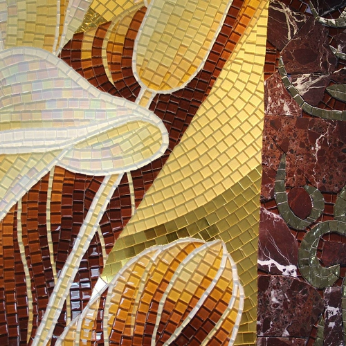 玛雅拼图 Подкова -цветочная подкова лотос крыльца Фоновая стена мозаичная головоломка. Фоон нерелл или художественное стекло