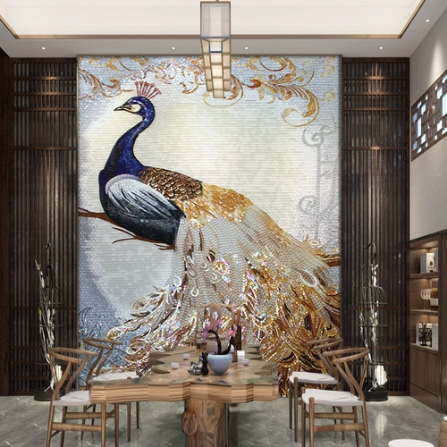 Бутик -павлин режущий мозаичный головоломка на заказ -приготовленные фениксовые фрески, цветочные плитки, фоновая фоновая стена, рафинированная картина