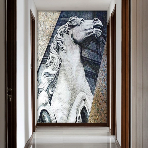 玛雅拼图 Мозаичная плитка-головоломка черно-белая креативная модель комнаты отеля B & B кабинет вход декоративная живопись