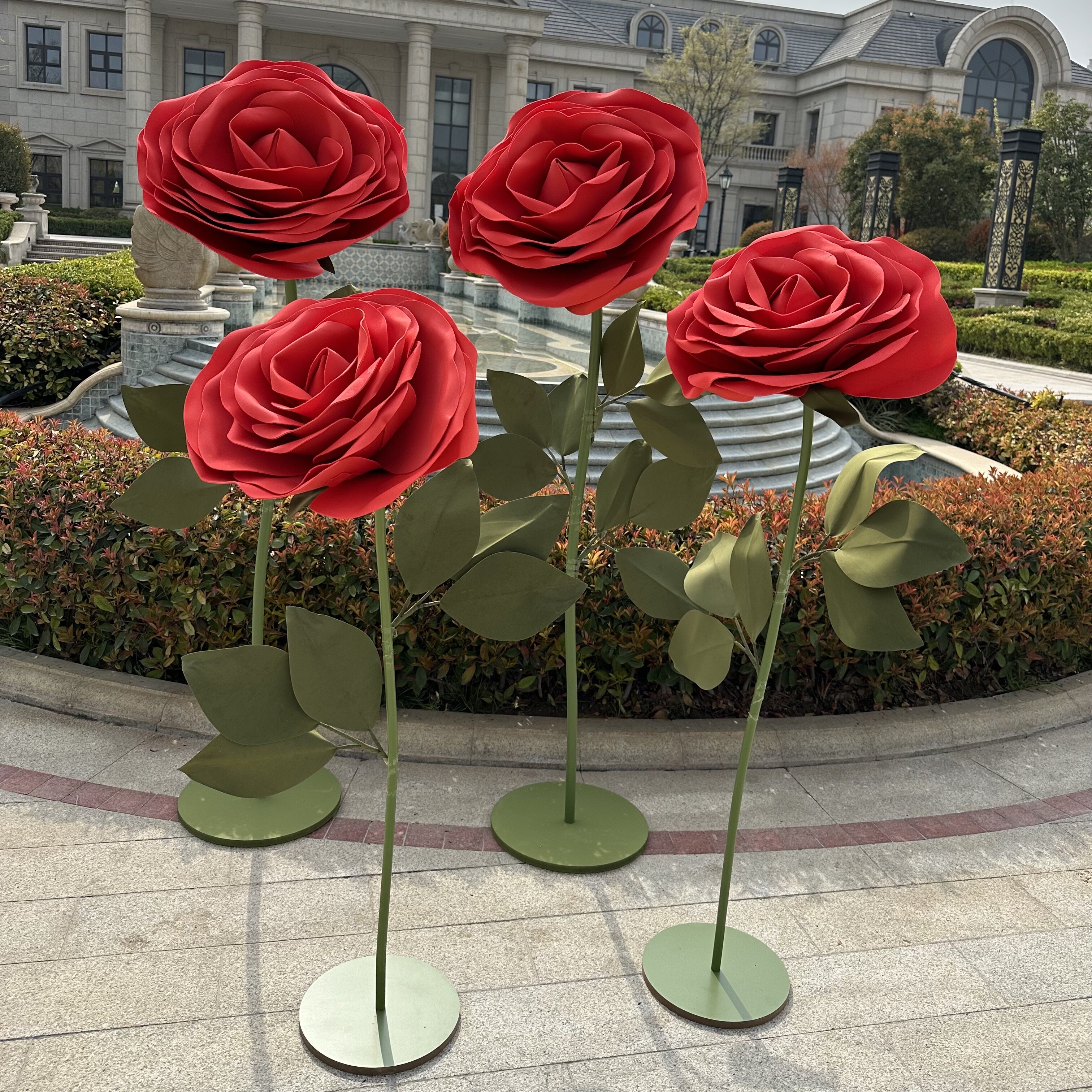 Wedding Giant Three-dimensional Rose Paper Floral Wedding Big Rose Props Beauty Chen Pendulum Pieces Mesh Red Shop Window Arrangement Decorations-Taobao
