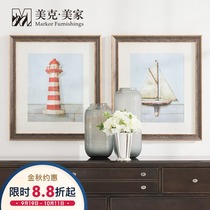 Meike Meijia Modern sailing decorative painting American living room bedroom wall painting sofa background wall painting porch hanging painting