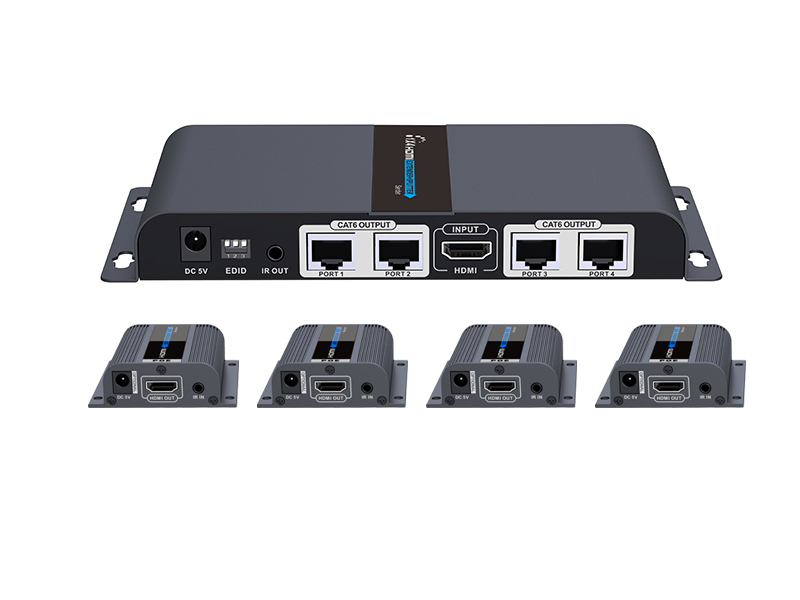 Langqiang LKV714 HDMI 1 in 4 out network cable extension distributor 1 HDMI point 4 points RJ45 port output