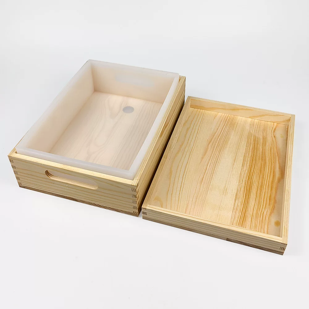 Square handmade soap, wooden box, cover with lid, soap mold, 2200 ml, toast, DIY