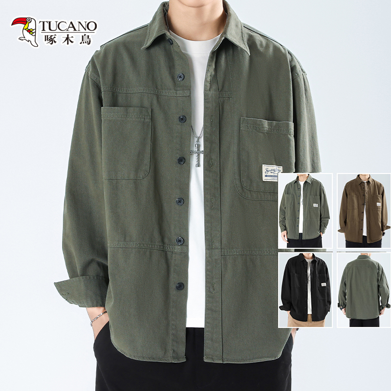 Woodpecker High-End 2026 Autumn/Winter New American Workwear Long-Sleeve Shirt Men's Shirt Jacket Spring and Autumn Top