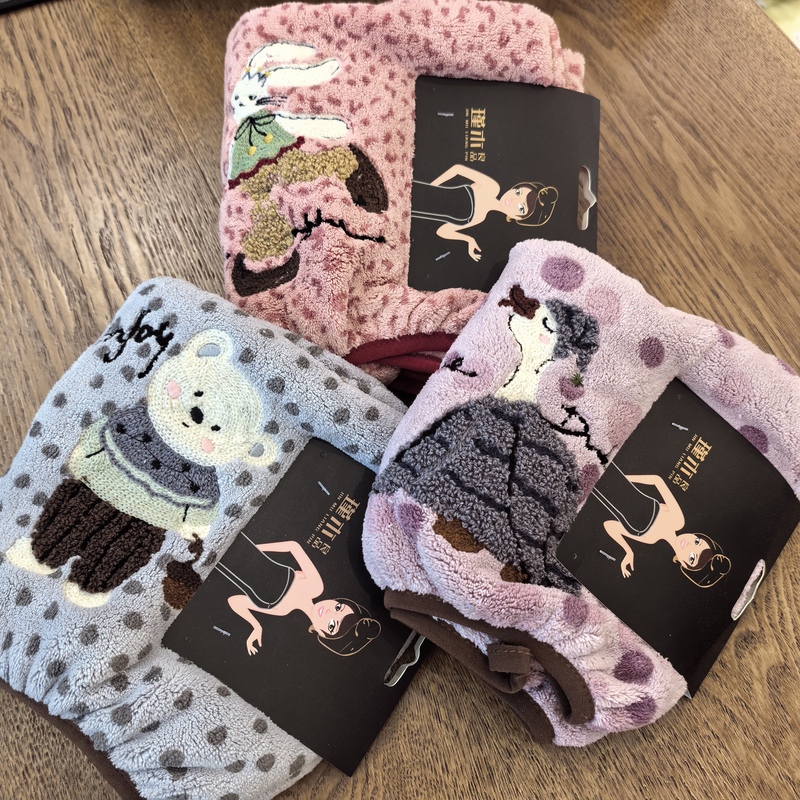 Jinmu Liangpin Printed Cartoon Hair Drying Cap Towel Bath Towel Coral Fleece Super Absorbent Shower Cap for Adults and Children