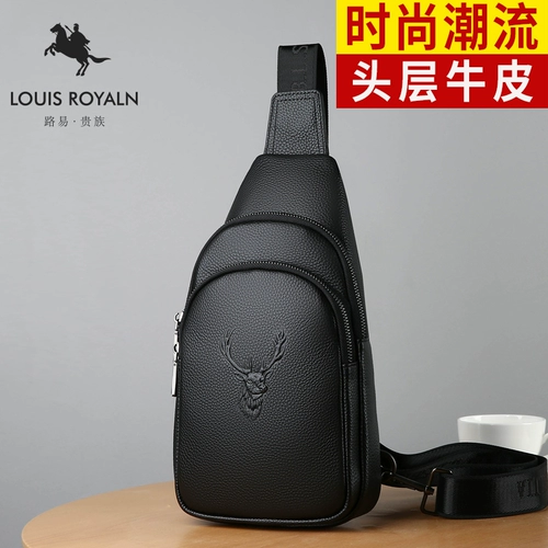 路易贵族 Мужская нагрудная сумка для отдыха, вместительная и большая кожаная сумка на одно плечо, небольшая сумка, из натуральной кожи, воловья кожа