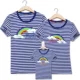 Phụ huynh-trẻ em mặc ngắn tay gia đình cotton Áo phông cầu vồng mùa hè nửa tay áo mẫu giáo lớp học đồng phục một gia đình ba áo phông trẻ em