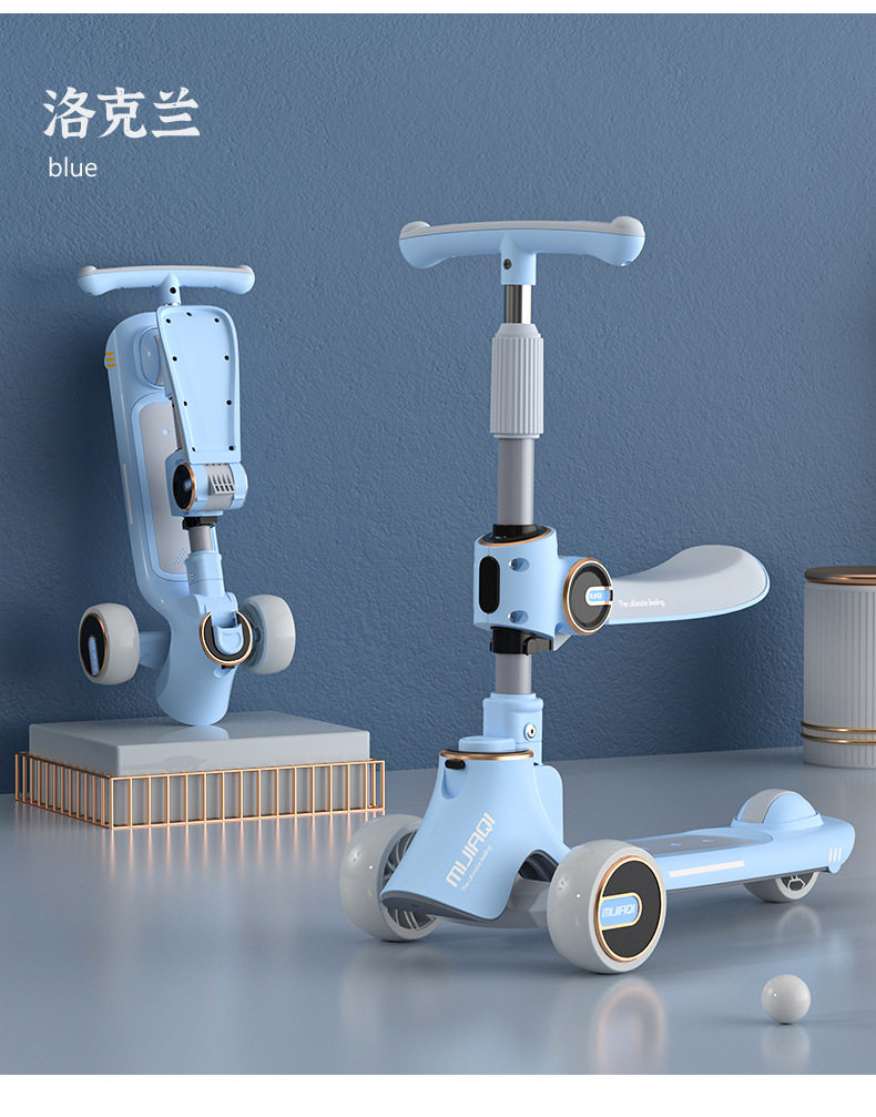 Самокат 外贸出口滑板车儿童三合一滑板车宝宝滑行车可坐可滑一键折叠2-12 OTHER