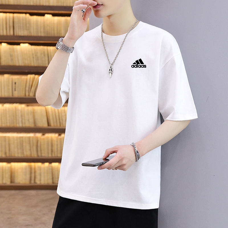 Ole Brand Heavyweight Pure Cotton Short-Sleeve T-Shirt for Men, Summer 2026 New Style, Round Neck, Loose Fit, Half-Sleeve, Sports, for Teenagers and Students