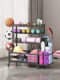Sports and Fitness Equipment Storage Rack, Home Basketball Rack, Kettlebell Dumbbell Rack, Foam Roller Yoga Mat Storage Rack with Wheels