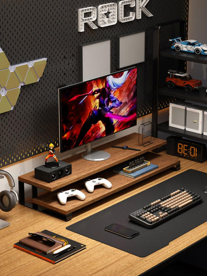 Computer elevated stand Laptop display rack Office desk rack Widened double-layer screen base Display booster bracket Upgraded e-sports gaming laptop desktop storage rack