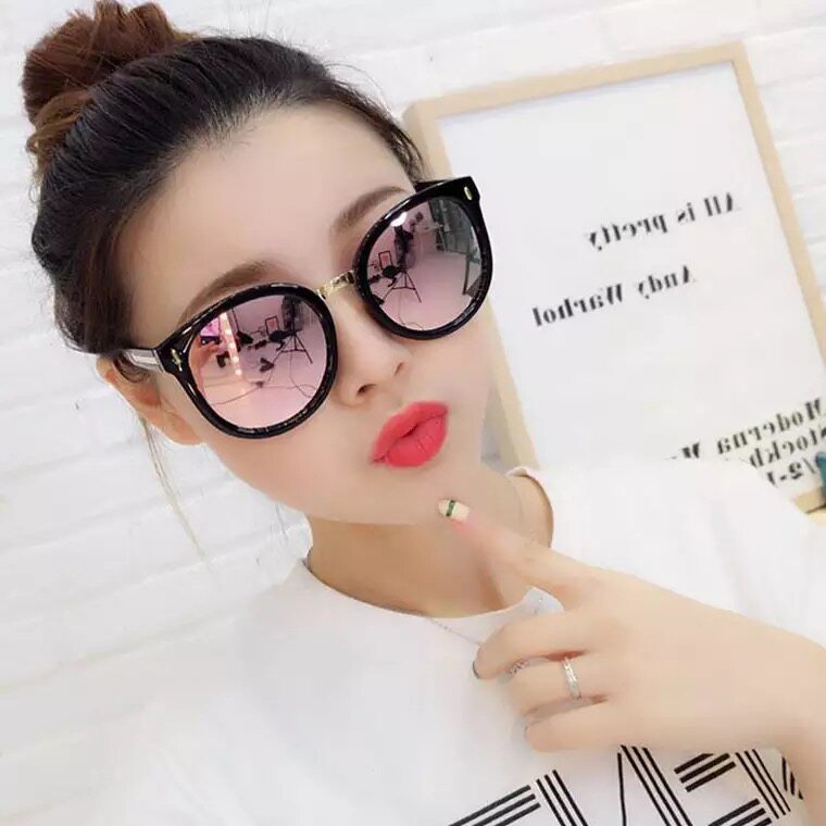 Summer Fashion Sunglasses Women's Anti-ultraviolet Sunglasses European and American Bright Round Frame Round Face Long Face Girls Glasses