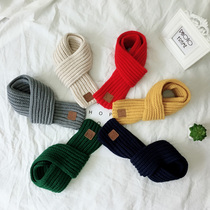 Korean version of student Harajuku knitted small scarf female winter autumn solid color wild warm wool short cute scarf