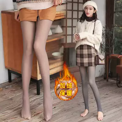 2020 stewardess gray skin-permeable autumn and winter one plus velvet thickened tights thin velvet inner tights black skin-permeable coffee skin-permeable