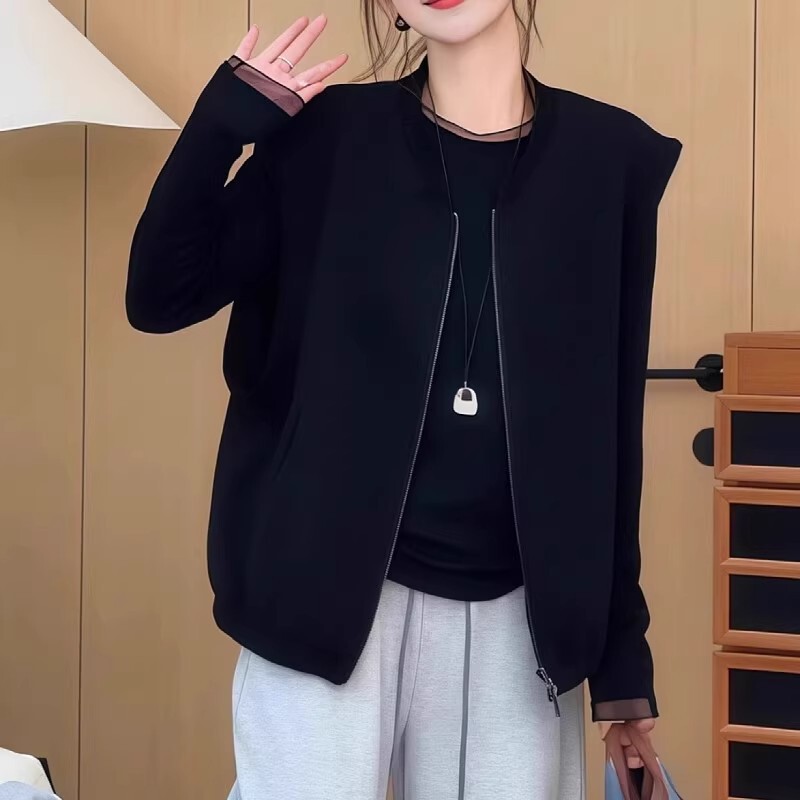 Plus-Size High-End Pleated Zip-Up Sleeveless Vest for Women, New Spring Style for Chubby Girls, Layered Cardigan, Slimming Top